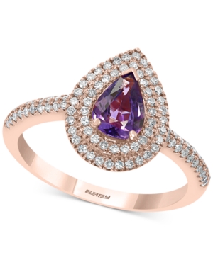 image of Effy Purple Sapphire (7/8 ct. t.w.) Diamond (3/8 ct. t.w.) Ring in 14k Rose Gold
