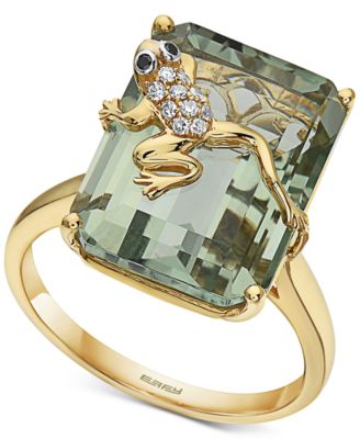 EFFY Collection - Green Quartz (14-7/8 ct. t.w.) & Diamond (1/20 ct. t.w.) Frog Statement Ring in 14k Gold