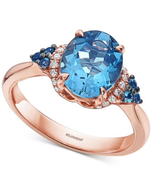 image of Effy London Blue Topaz (3-1/4 ct. t.w.) & Diamond (1/10 ct. t.w.) Statement Ring in 14k Rose Gold