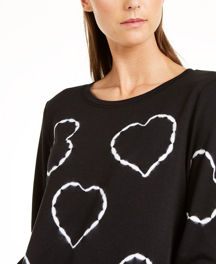 INC International Concepts INC Printed Tie-Dyed Hearts Sweatshirt ...