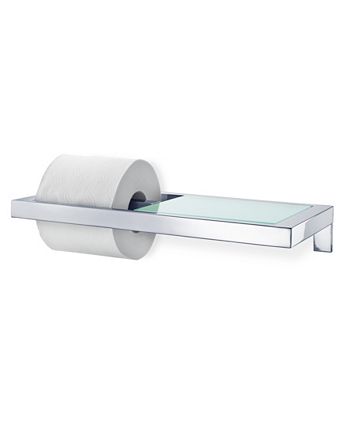 blomus - Wall Mounted Toilet Paper Holder - W/Glass Shelf - Polished - Menoto