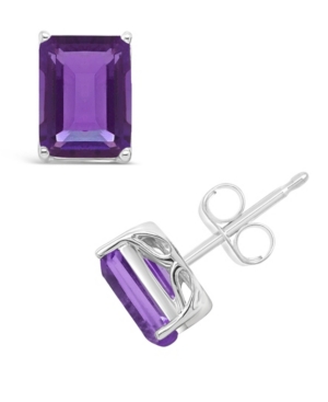 image of Amethyst (3-1/5 ct. t.w.) Stud Earrings in Sterling Silver. Also Available in Garnet (3-9/10 ct. t.w.) and Citrine (3-1/5 ct. t.w.)