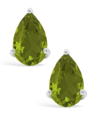 Pear-shape Gemstone Stud Earrings in Sterling Silver