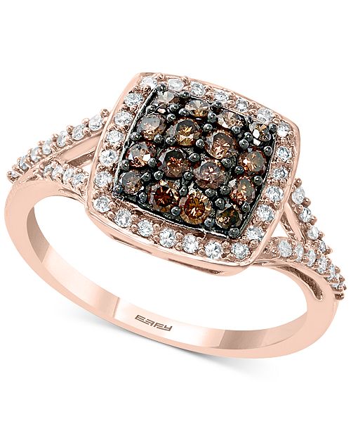 Effy Collection Effy Multi Colored Diamond Cluster Statement Ring 5 8 Ct T W In 14k Rose Gold Reviews Rings Jewelry Watches Macy S