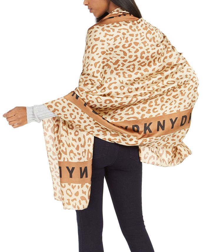 DKNY Leopard & Logo Scarf Macy's
