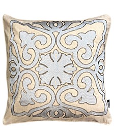 Decorative Collection Damask Beads Embroidery Pillow, 20" X 20"