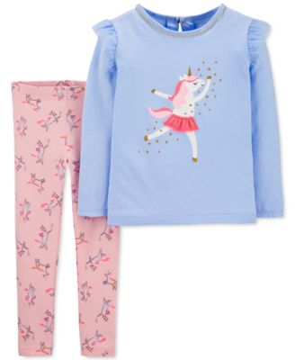 Carter s Toddler Girls 2 Pc. Long Sleeve Dancing Unicorn Top Leggings Set Macy s