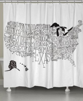 Laural Home - Hand Lettered US Map Shower Curtain