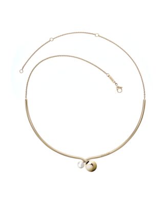 Calvin Klein Bubbly Stainless Steel and PVD Champagne Gold White Imitation Pearl Choker Necklace Macy s