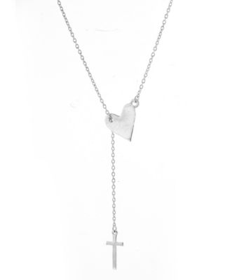 ADORNIA - Heart Cross Lariat Necklace