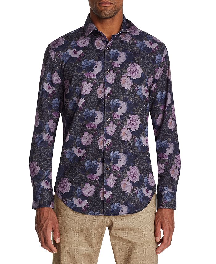 Tallia Men's SlimFit Performance Stretch Multi Floral Long Sleeve