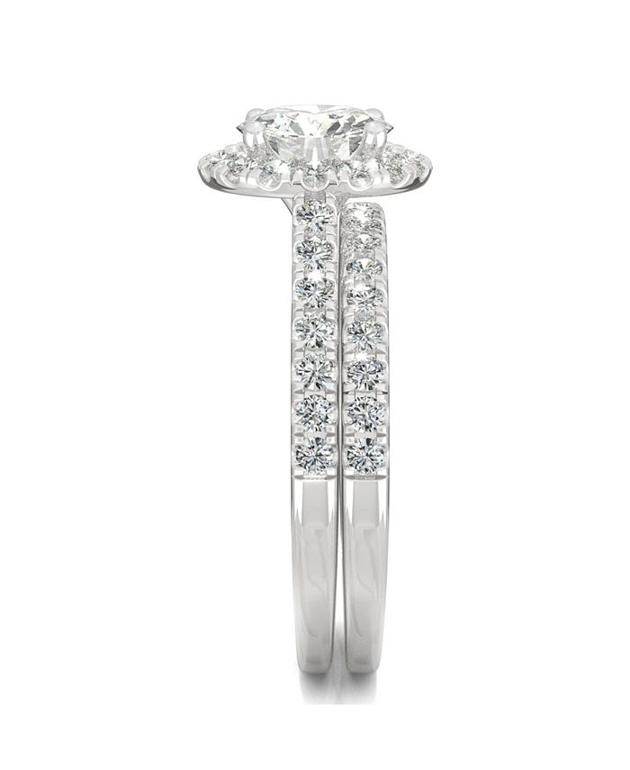 Charles & Colvard - Moissanite Halo Bridal Set 1-3/4 ct. t.w. Diamond Equivalent in 14k White Gold