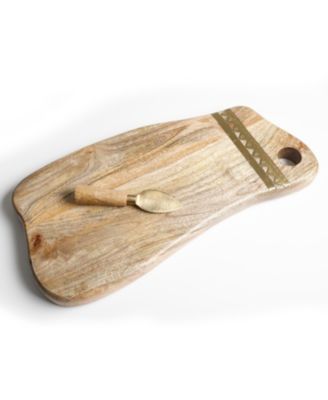 Cravings by Chrissy Teigen - Wood Serving Board with metal trim and cheese knife