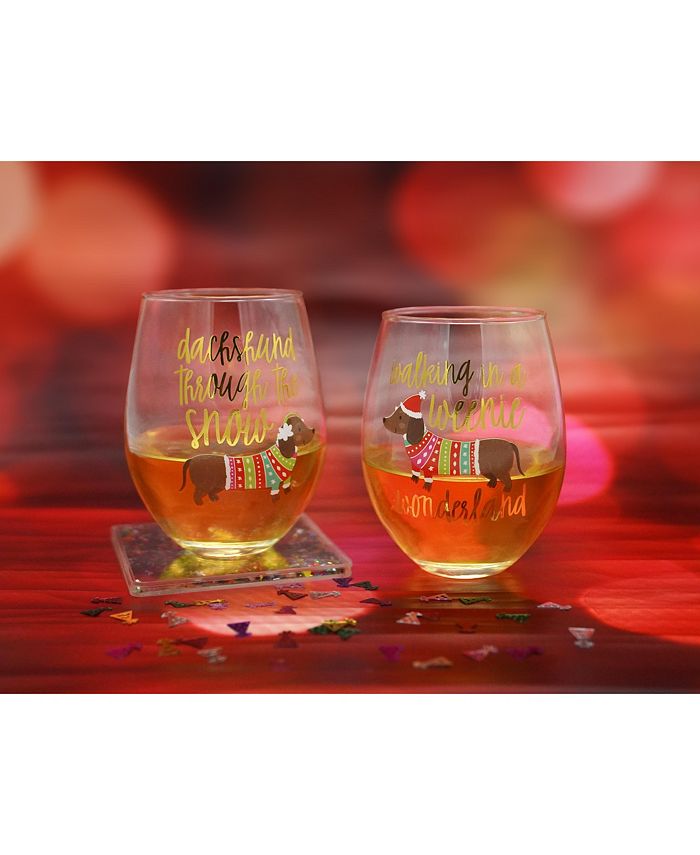 Indoxicated Dachshund Wine Glasses Set of 2