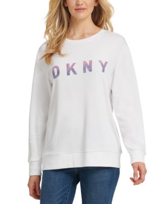 DKNY Womens Glitter Logo Sweatshirt