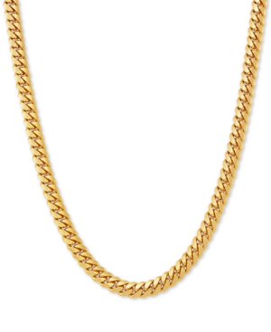 Macy's Cuban Link 22" Chain Necklace In 18k Gold-plated Sterling Silver In Gold Over Silver