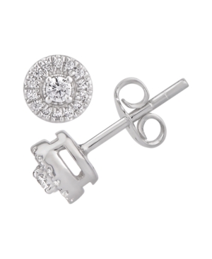 image of Certified Diamond 1/5 ct. t.w. Halo Stud Earrings in 14k White Gold