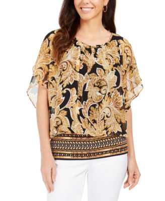Jm collection flutter sleeve top sale