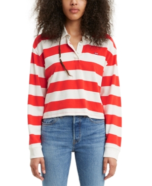LEVI'S CROPPED COTTON RUGBY TOP