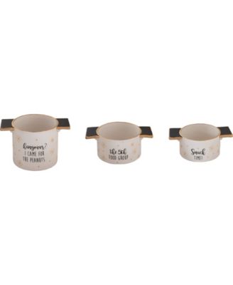 Trans Pac - Dolomite White Celebration Celebrate Snack Dishes Set of 3