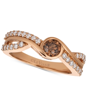 image of Le Vian Chocolatier Diamond Twist Ring (3/4 ct. t.w.) in 14k Rose Gold