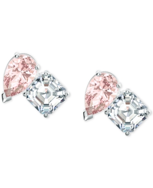 image of Swarovski Silver-Tone Double Crystal Stud Earrings