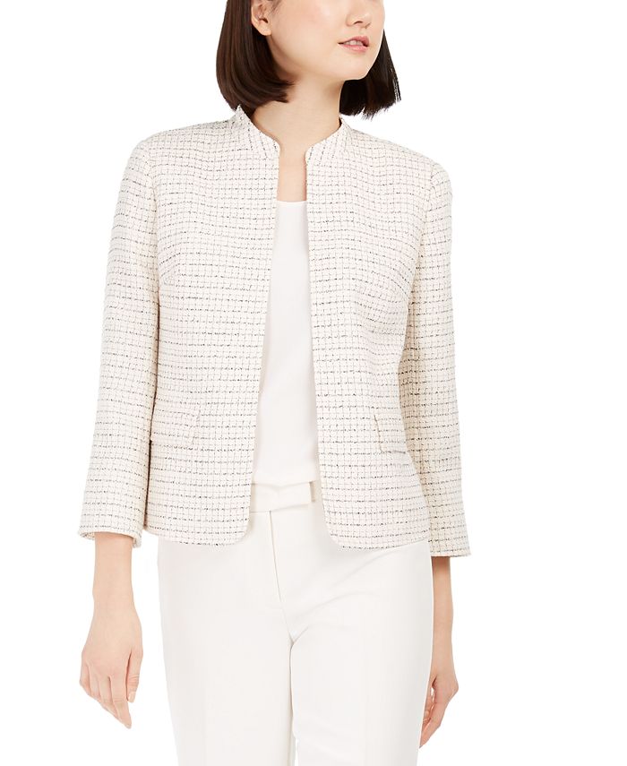 Anne Klein Women's Ann Klein Tweed Mandarin-Collar Jacket Black Size 8