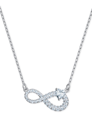 image of Swarovski Silver-Tone Crystal Infinity Symbol Pendant Necklace, 14-7/8