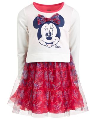 Disney Minnie Mouse Tutu Dress Girls Long Sleeve Sparkle Black Halloween 3T 4T 