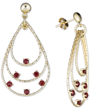 image of Rhodolite Garnet Triple Teardrop Drop Earrings (1-3/4 ct. t.w.) in 14k Vermeil over Sterling Silver