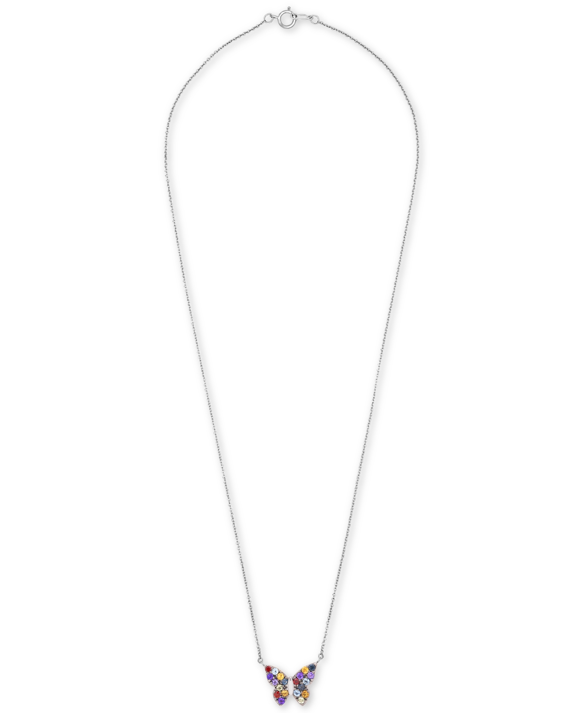 Gemstone Butterfly Pendant Necklace (7/8 ct. t.w.) in Sterling Silver - Multi