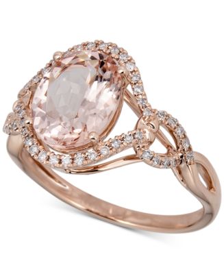 Morganite (2-1/2 ct.t.w.) & Diamond (1/6 ct. t.w.) Ring in 14k Rose ...