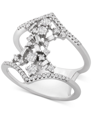 image of Diamond Scatter Cluster Double Band Statement Ring (1/2 ct. t.w.) in 10k White Gold