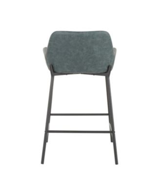 Daniella Industrial Counter Stool in Black Metal and Espresso Faux Leather by - Set Of 2