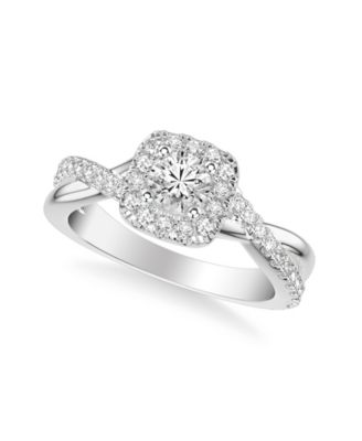 Diamond Halo Engagement Ring (7/8 ct. t.w.) in 14k White, Yellow or Rose Gold