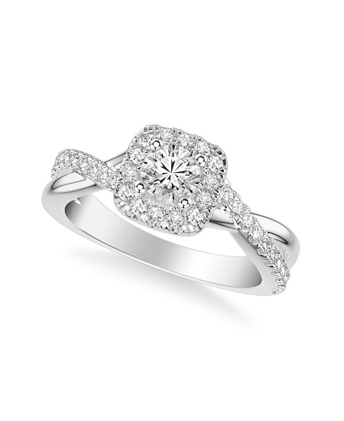 Macy's - Diamond Halo Engagement Ring (7/8 ct. t.w.) in 14k White, Yellow or Rose Gold
