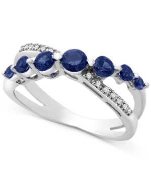 image of Emerald(5 c.t. t.w.) & Diamond (1/20 ct. t.w.) Crisscross Ring in 14k Gold (Also in Sapphire and Certified Ruby)