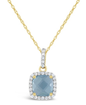 image of Blue Topaz (1-5/8 ct. t.w.) and Created White Sapphire (1/6 ct. t.w.) Pendant Necklace in 10k Yellow Gold