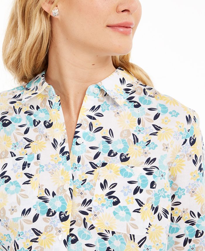 Charter Club Cotton Floral-Print Shirt, Created for Macy's & Reviews ...