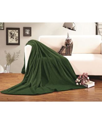 Elegant Comfort Luxury Plush Fleece Blanket Bedding In Medium Gre