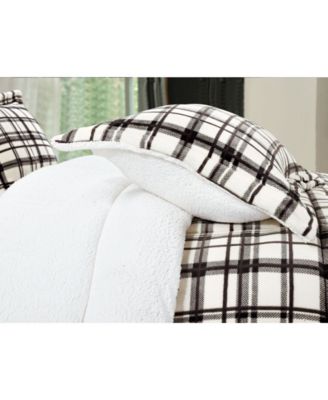 Plaid Micromink/Sherpa Reversible Down Alternative Microsuede Comforter Sets