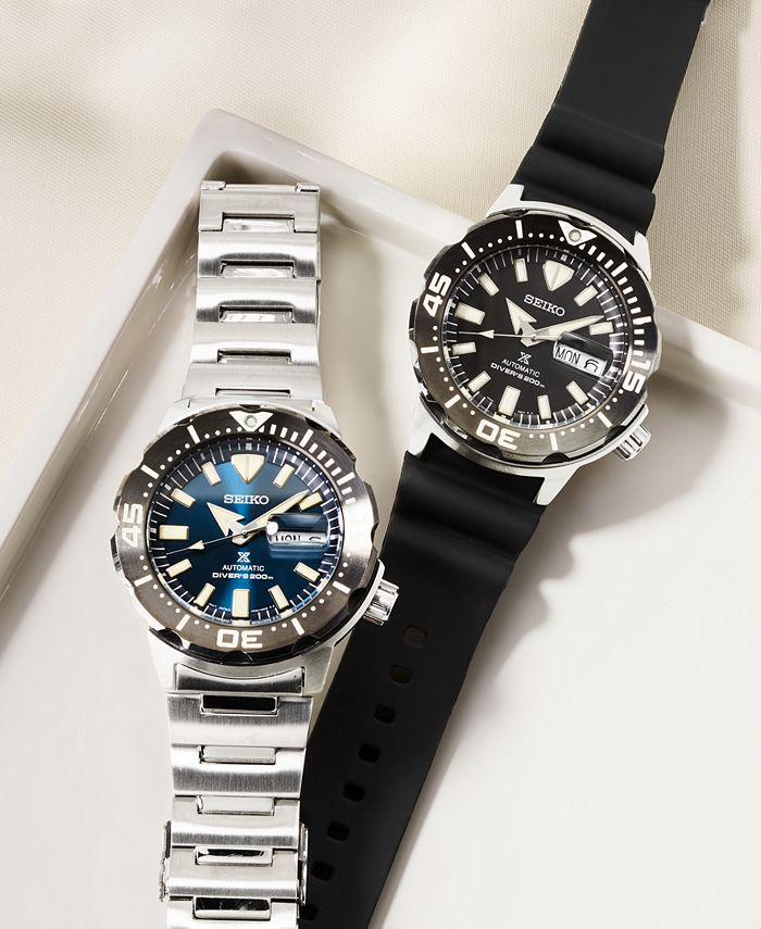 Seiko - Men's Automatic Prospex Diver Black Silicone Strap Watch 42.4mm