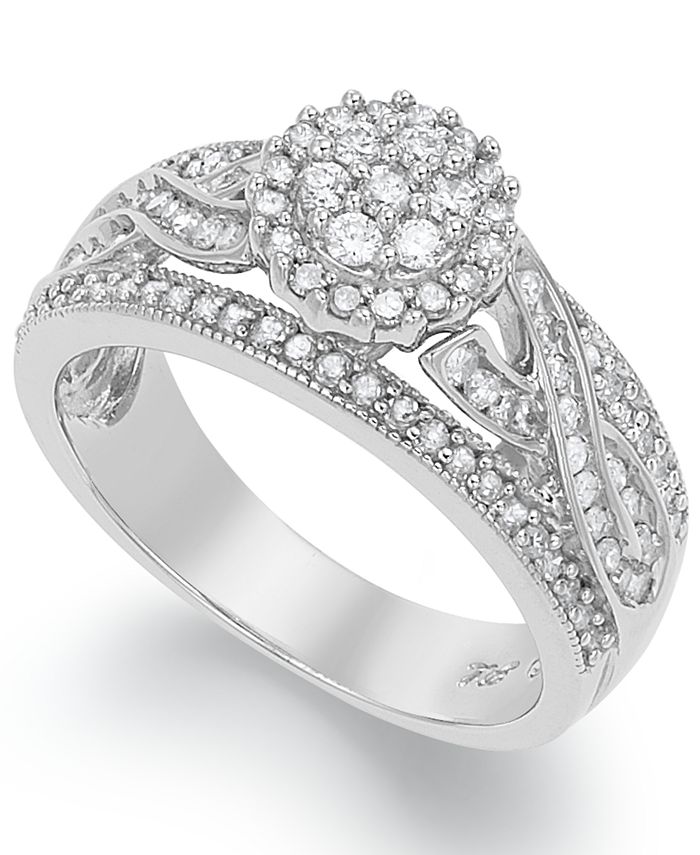 Macy's Diamond Engagement Ring in Sterling Silver (3/4 ct. t.w.) - Macy's