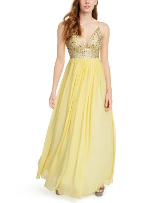 Speechless - Juniors' Embellished-Bodice Chiffon Gown