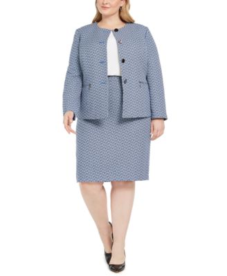 plus size navy blue skirt suit