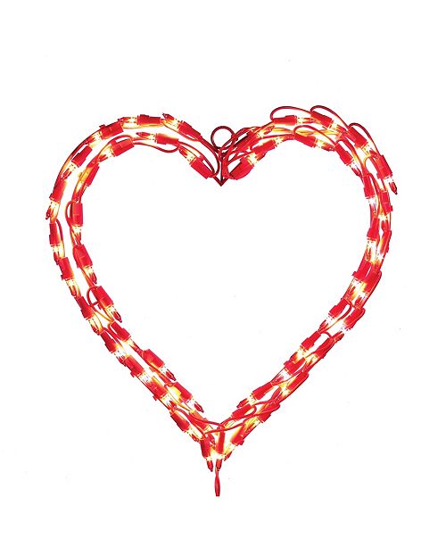 Kurt Adler 12 Inch Red Heart Window Decoration With 50 Mini Lights