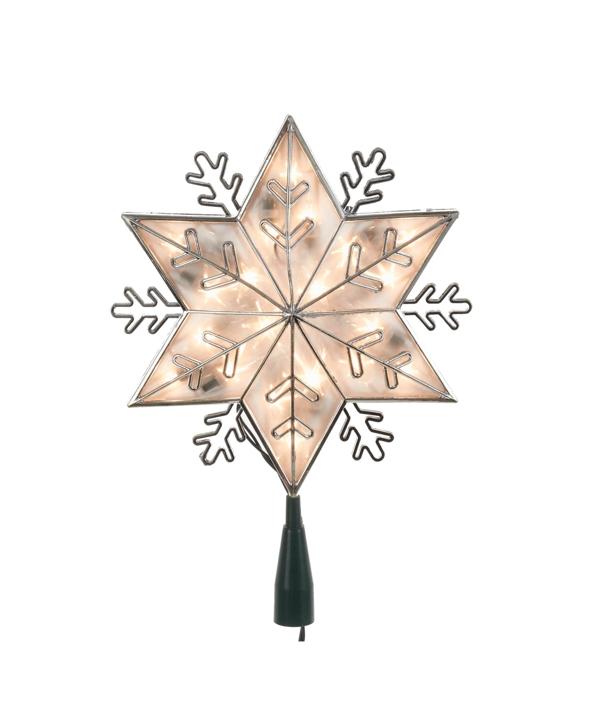 Kurt Adler 20-LightSnow Treetop with Clear Bulbs - Silver