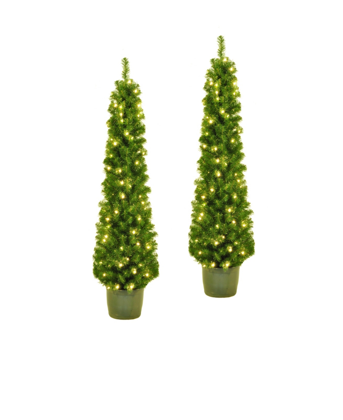 Kurt Adler 5-Foot Pre-Lit Potted Tree Set - Set of 2 Trees