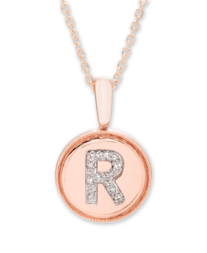image of Diamond Accent Initial Pendant in 14k Rose Gold