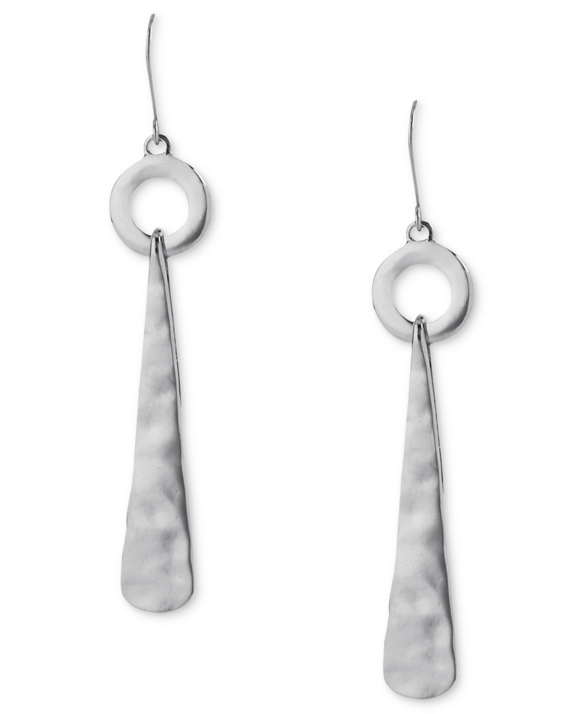 Earrings, Hammered Linear Drop Earrings - Silver